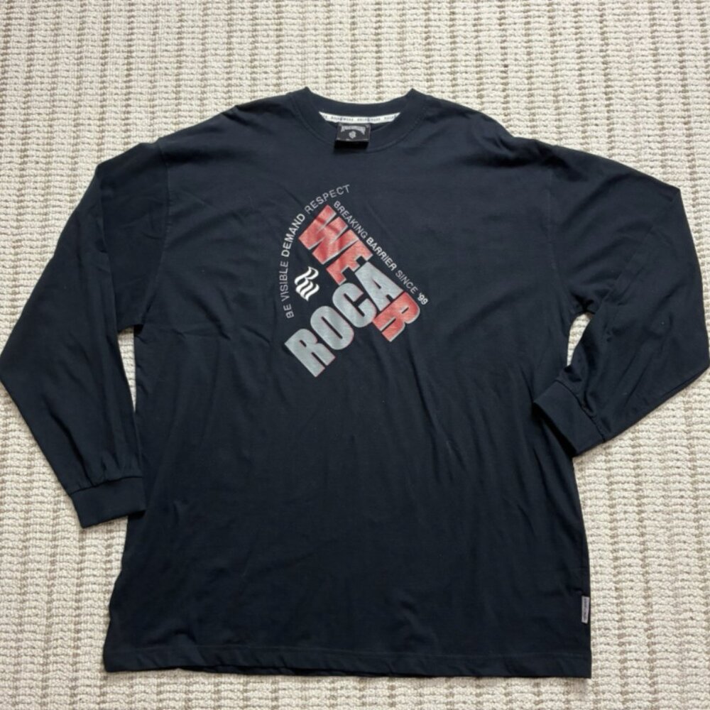 Vintage Rocawear Black Shirt Men XXL Long Sleeve Hip Hop Skater Embroidered